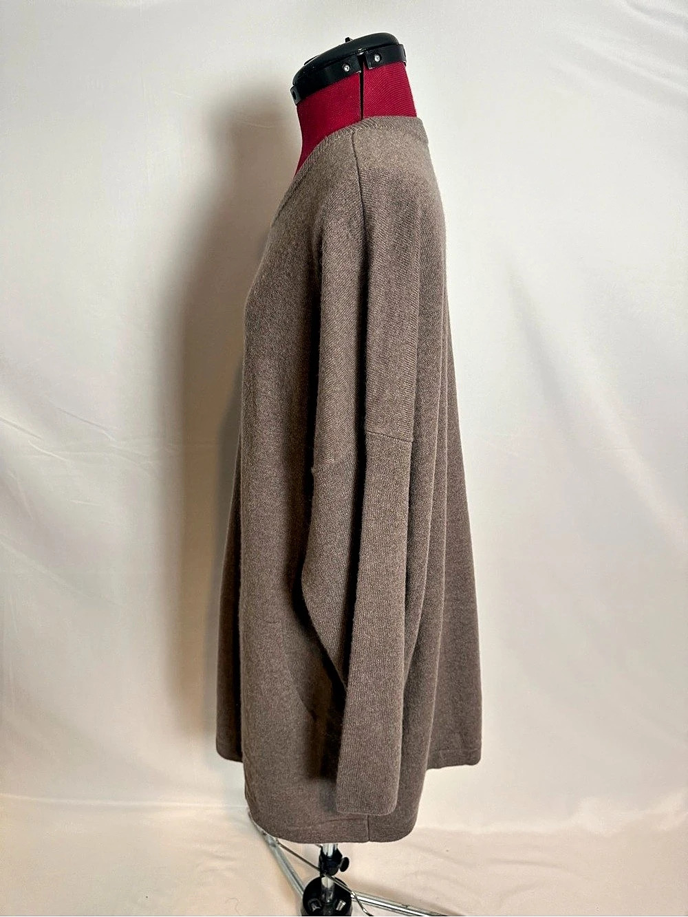 NWT J.Jill 100% Cashmere Crew Neck Sweater Women's Size 2X Mocha Heather Pockets - Picture 6 of 15